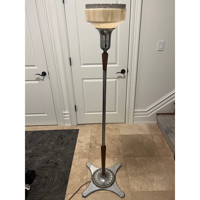 This torchiere floor lamp was forged by J.R. Palmenberg & Sons in Philadelphia in the early 20th-century, almost certainly...