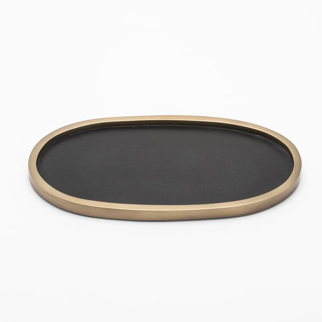 2020s Oval Tray in Black Oak With Bronze Patina Brass by Kifu Paris For Sale - Image 5 of 7