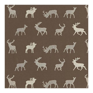 Schumacher Caribou Embroidery Fabric in Java For Sale