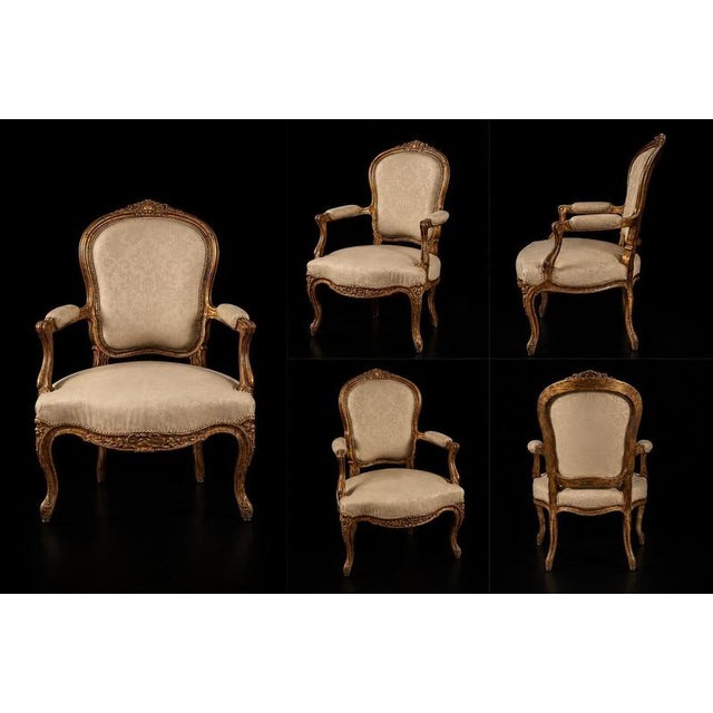French Louis XV Style Giltwood Chairs, 1800s, Set of 2 For Sale - Image 3 of 9