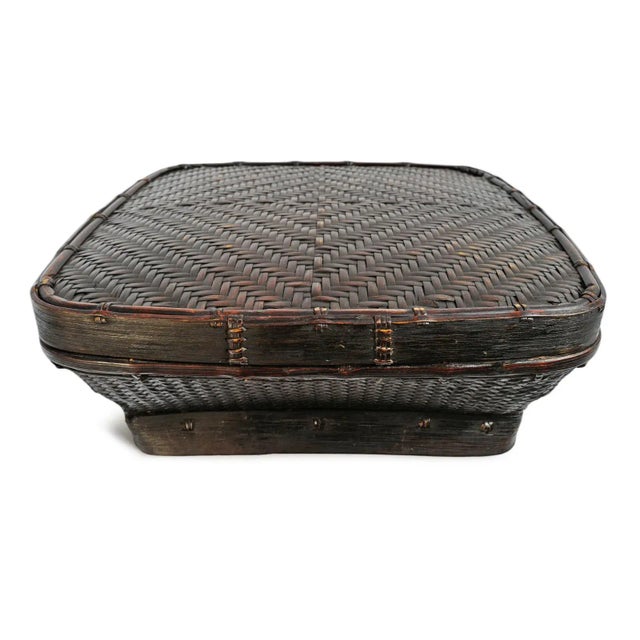 Contemporary Vintage Akha Thai Square Basket For Sale - Image 3 of 6