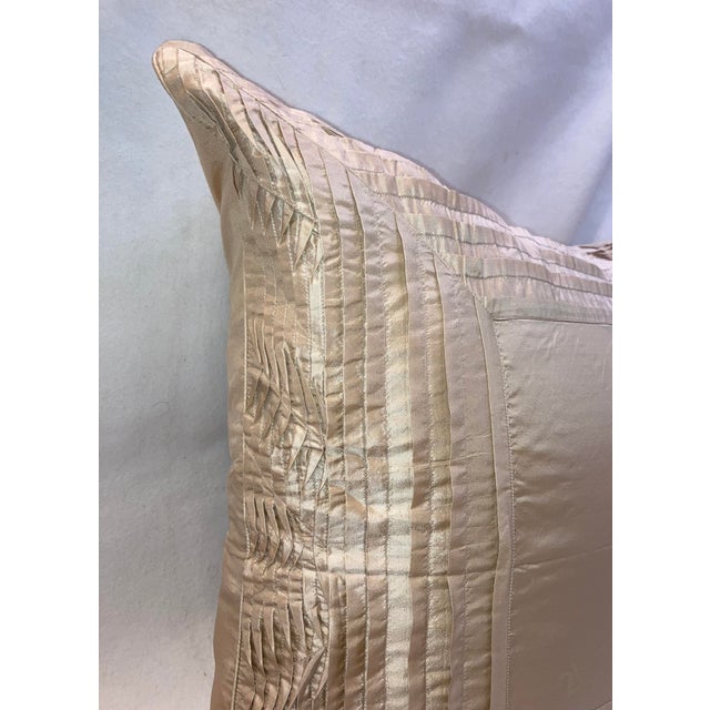 Contemporary Modern Pleated Tuck Framed Silk Accent Sham For Sale - Image 3 of 6