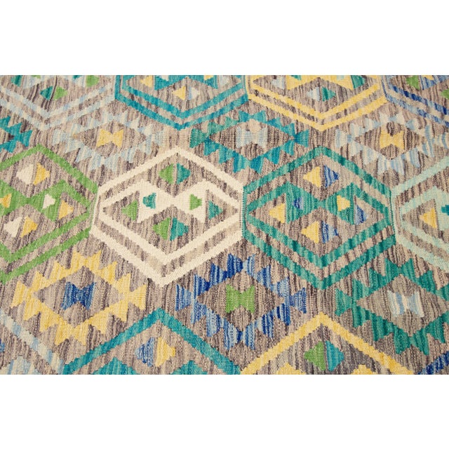 Textile Modern Flatweave Kilim Wool Rug For Sale - Image 7 of 10