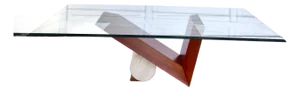 Italian Modern Valentino Coffee Table in Wood and Stone, Attributed to Emanuele Zenere for Cattelan Italia