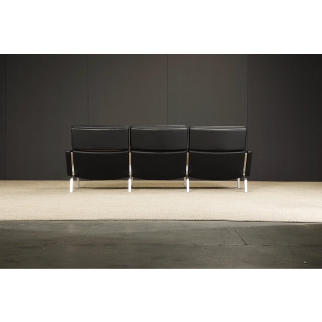 Black Leather FK-883 Three-Seat Sofa by Preben Fabricius & Jorgen Kastholm For Sale - Image 10 of 12