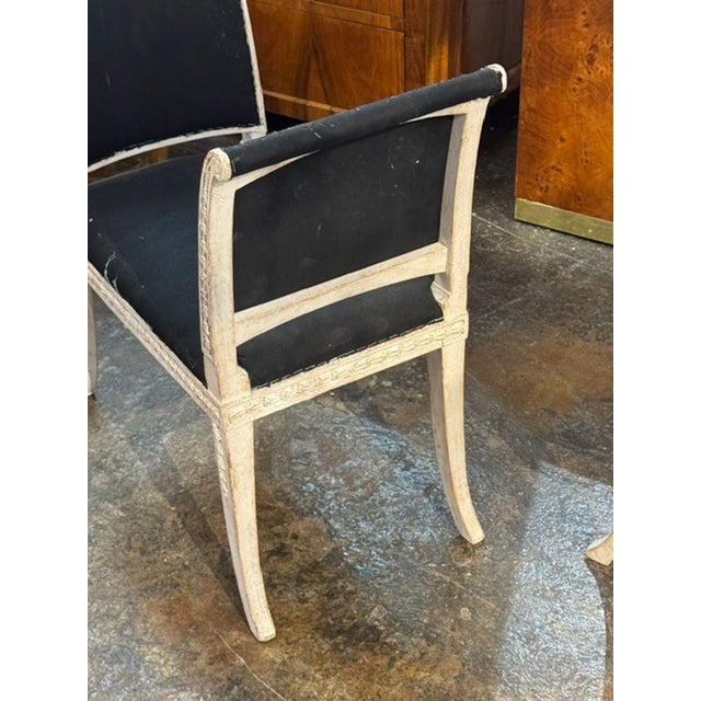 White Pair of Vintage Swedish Carved and Painted Benches For Sale - Image 8 of 8