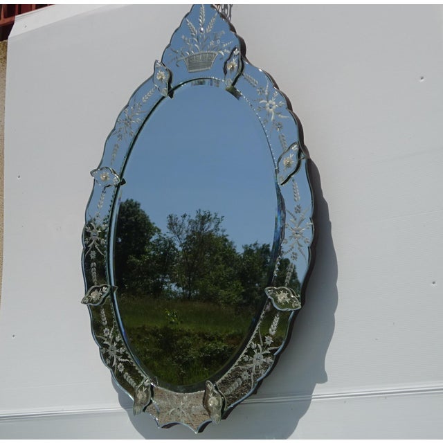 Vintage Venetian Oval Mirror with Pediment, 1950s For Sale - Image 15 of 18