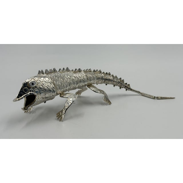 Emilia Castillo Emilia Castillo Articulated Silver-Plated Brass Lizard Sculpture, Mexico 1980's For Sale - Image 4 of 18