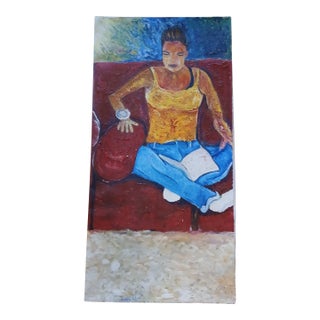 Unstretched Oil Painting on Canvas For Sale