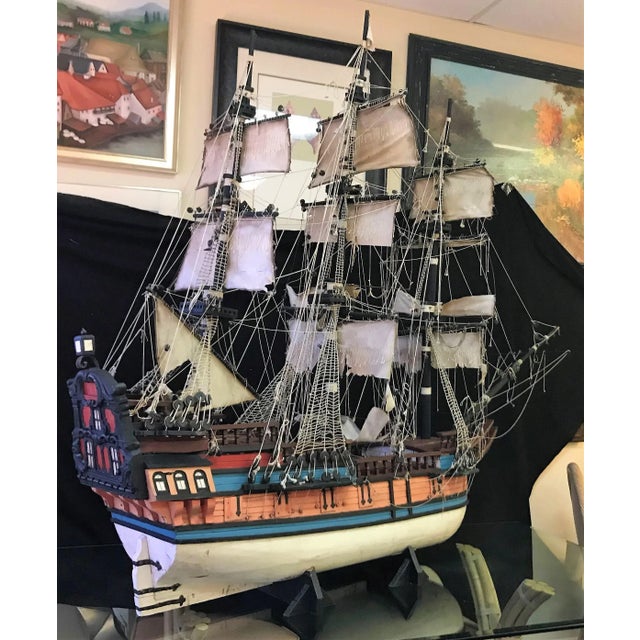 Wow! This is such a cool antique model ship! It's much larger than most measuring 82" long x 24" wide x 65" tall. It's...