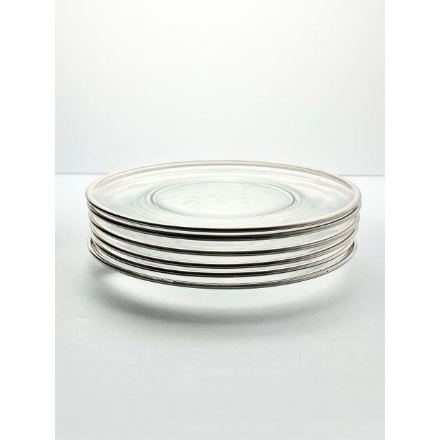 American 1950s Fostoria “Bridal Belle” Set of 6 Glass Salad Plates For Sale - Image 3 of 6