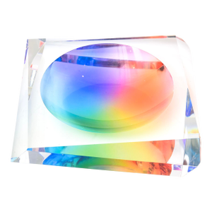 1990's Op Art Rainbow Lucite Angled Bowl Style of Victor Vasarely