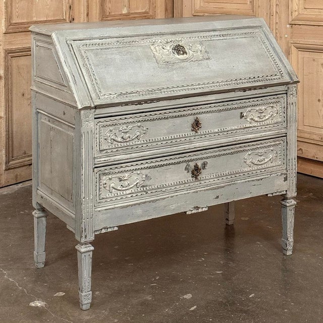 19th Century Country French Louis XVI Painted Secretaire is a marvelous example of rural artisans in the provinces...
