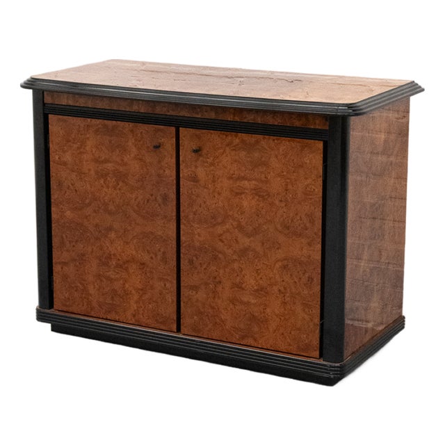 Vintage Italian Sideboard in Burl Wood, 1980s For Sale