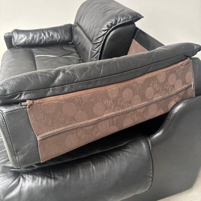 Three-Seater Sofa in Black Leather by Dreipunkt, 1970s For Sale - Image 16 of 18
