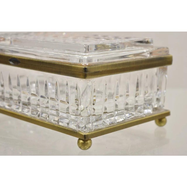 Early 20th Century Antique French Crystal Lead Glass Bronze Mounted Vanity Jewelry Box Casket For Sale - Image 4 of 12
