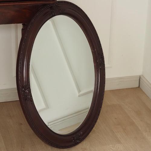 Brown Historicist Oval Mirror with Wooden Frame For Sale - Image 8 of 8