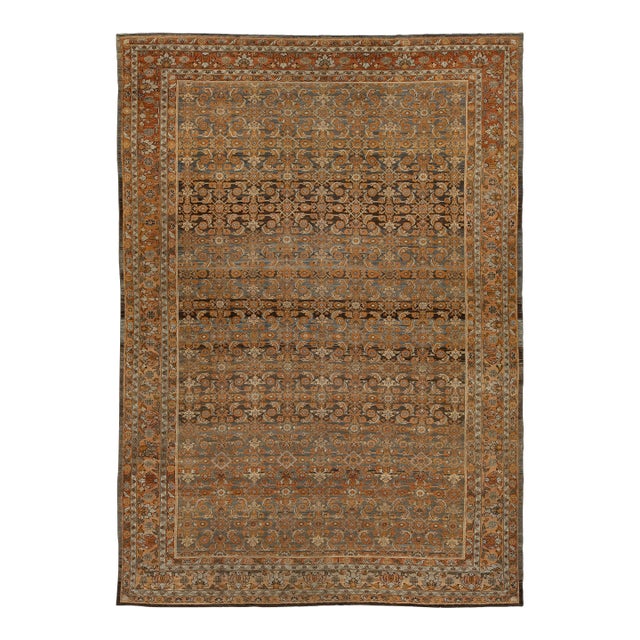 Unique Antique Hand-Knotted Wool Rug With Allover Botanical Motif For Sale