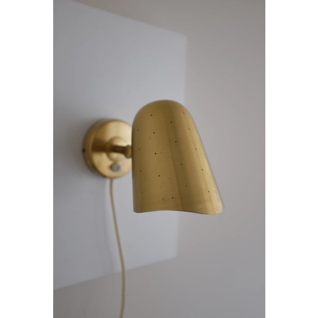 Metal 1950s Brass Wall Lamp From Boréns For Sale - Image 7 of 10