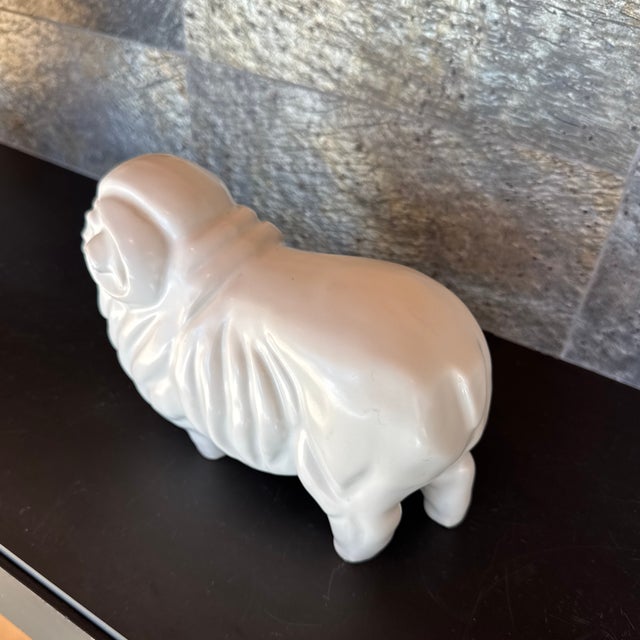 White Vintage Japanese Okimono Ram Figurine For Sale - Image 8 of 11