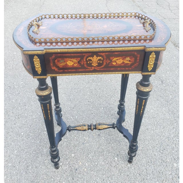 A late 19th century Napoleon III Brass Marquetry Boulle Inlay and Ebonized Wood Planter Table with gallery. Exceptional...