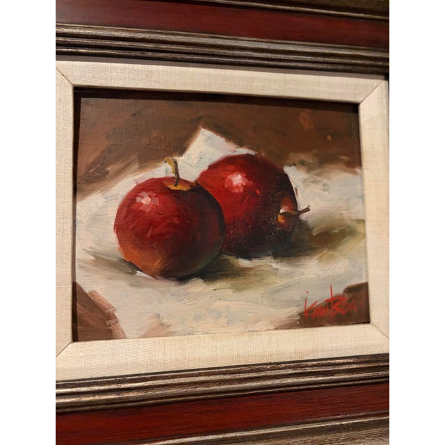 Mid 20th Century Apple Still Life by Alzada Knutson. Oil on Masonite. For Sale In Phoenix - Image 6 of 8