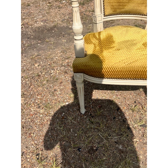 Late 19th Century French 19th Century Louis XVI Painted Walnut Arm Chairs - Set of 2 For Sale - Image 5 of 12