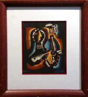 1990s "Monterey Jazz" Figurative Print by Neal Doty, Framed
