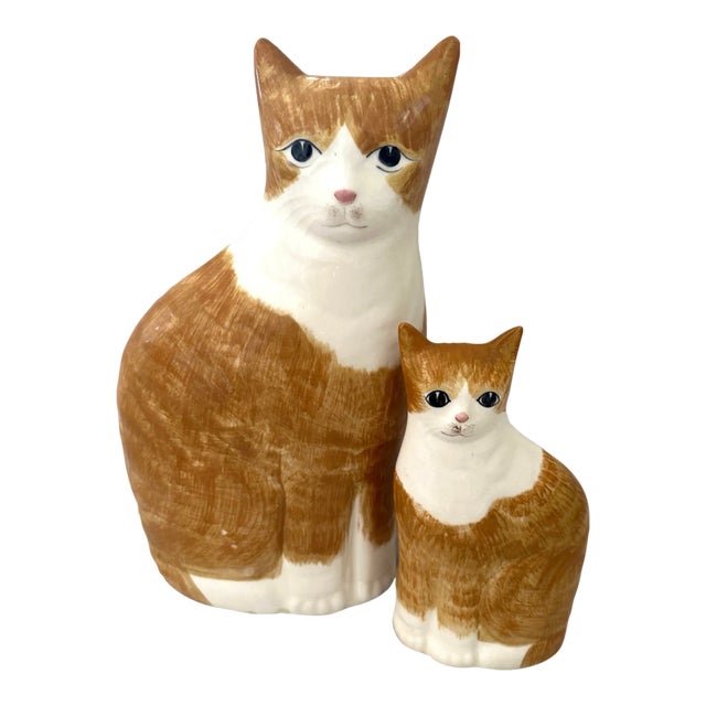 Vintage Pair of Ns Gustin Co. Ceramic Tabby Cat Figures For Sale