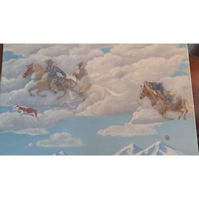 Vintage Oil Painting 2006 Riders in the Sky Original Oil Panting Riders in the Sky For Sale - Image 10 of 12