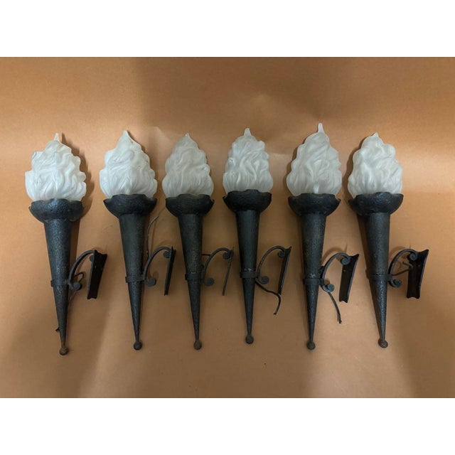 Wall Sconces and Torchères, France, 1950, Set of 6 For Sale - Image 4 of 7