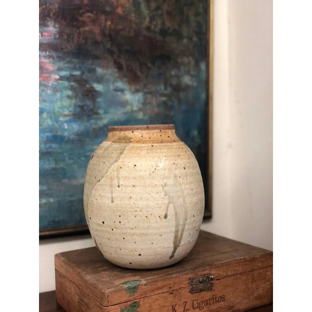 Vintage Beige JNIA Terracotta Vase Approx Dimensions: 6 3/8H, 3 3/4W, 3 3/4D