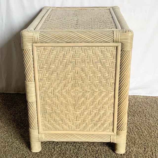 Boho Coastal Beige Twisted Pencil Reed Wicker Nightstand For Sale In Miami - Image 6 of 10