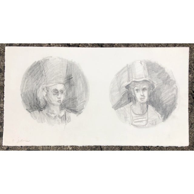 "2 Jokers" portrait drawings by Atlanta artist Adrienne Anderson (1949-2020). This is probably a study for a lithograph...
