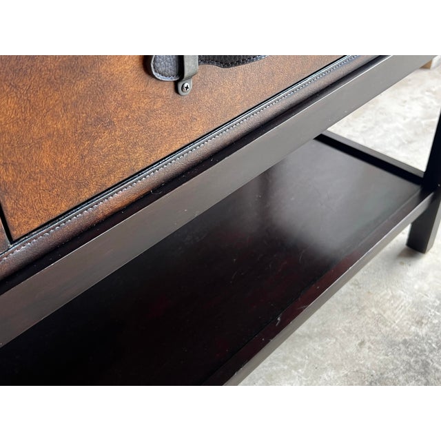 Vintage Faux Leather Suitcase Console Table With 3 Drawers For Sale - Image 10 of 12