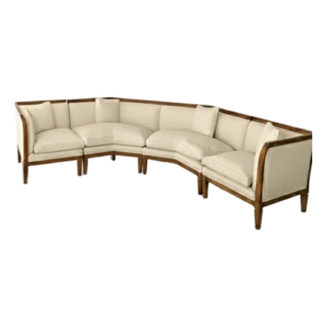 1960s Mahogany Curved 3 Piece Sectional Sofa For Sale