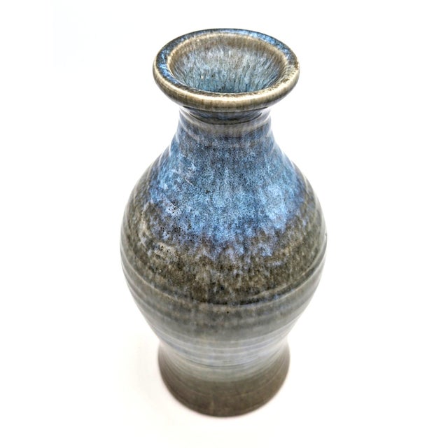 An exceptional mid-century modern stoneware bottle vase designed by Carl-Harry Stålhane for Rörstrand, Sweden, circa 1957....
