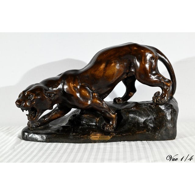 T.cartier, Tiger on the Prowl, Early 20th Century, Sculpture in Patinated Terracotta For Sale - Image 5 of 18