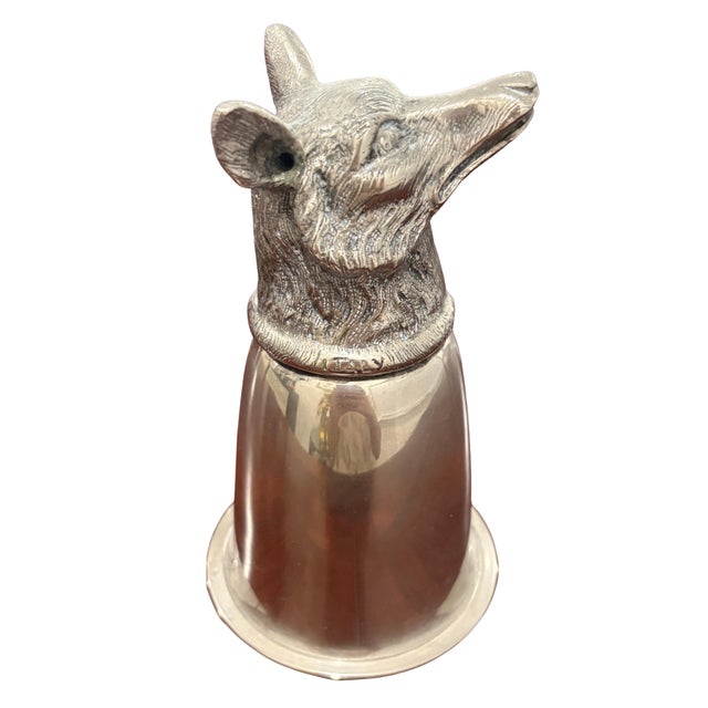 Gucci Vintage Gucci Silver-Tone Fox Head Stirrup Cup For Sale - Image 4 of 8