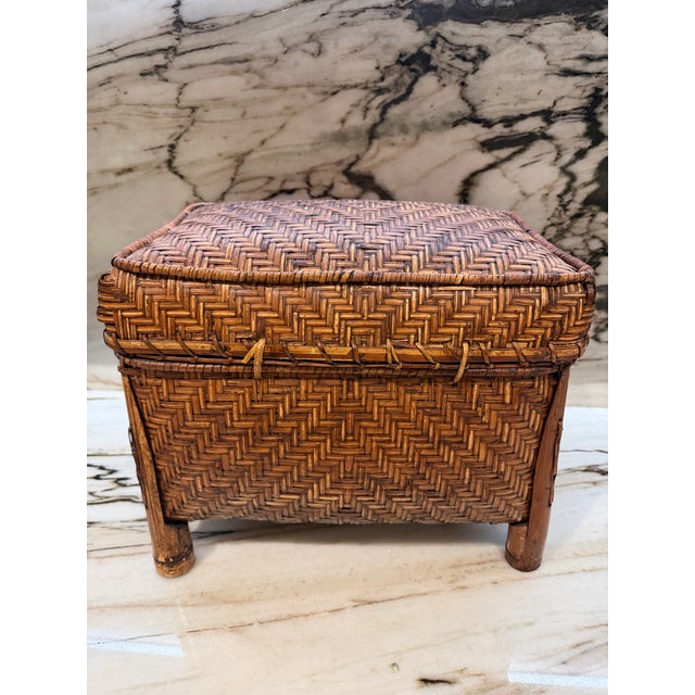 Mid 20th Century Antique Style Chinese Bamboo Trunk For Sale - Image 5 of 9