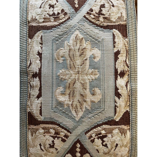 French Antique Aubusson and Velvet Pillow With Tassels For Sale - Image 3 of 3