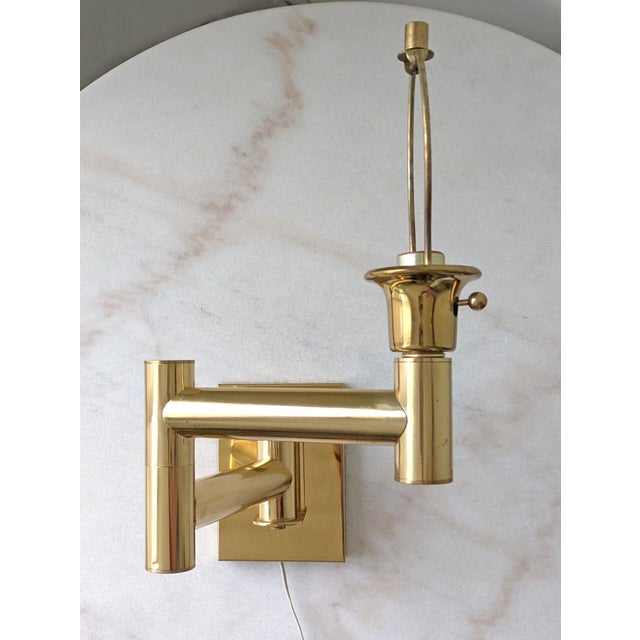 Late 20th Century Vintage Brass Swing Arm Plug-in Wall Lamp For Sale - Image 5 of 8