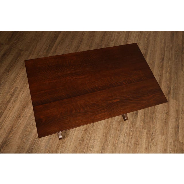 Gustav Stickley Mission Oak Trestle Library Table For Sale - Image 9 of 14