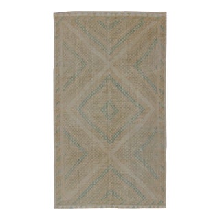 Vintage Turkish Flat-Weave Kilim With Diamond Geometric Design in Taupe, Tan For Sale