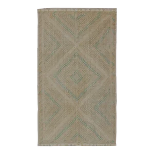 Vintage Turkish Flat-Weave Kilim With Diamond Geometric Design in Taupe, Tan