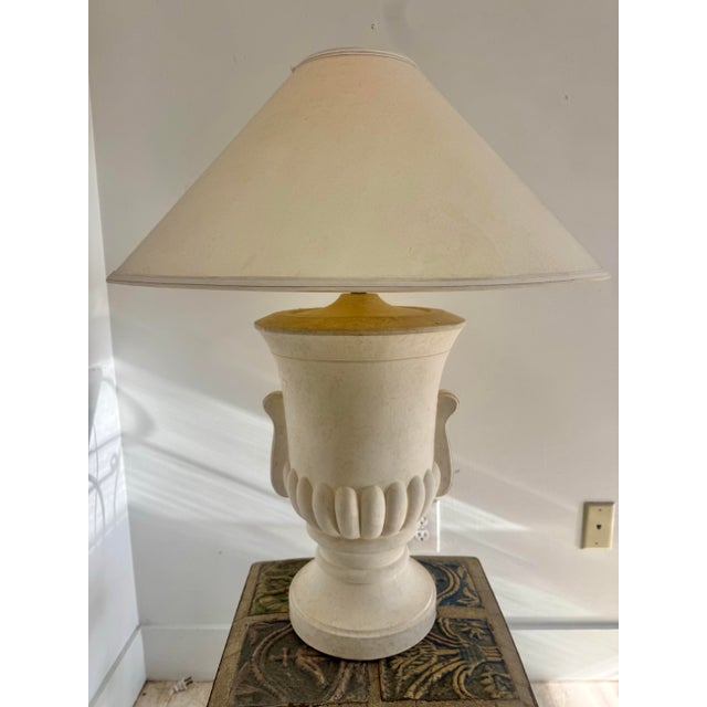 Sculpture Materials Air of Bon Art 1989 Neoclassical Plaster Urn Table Lamps - a Pair For Sale - Image 7 of 7