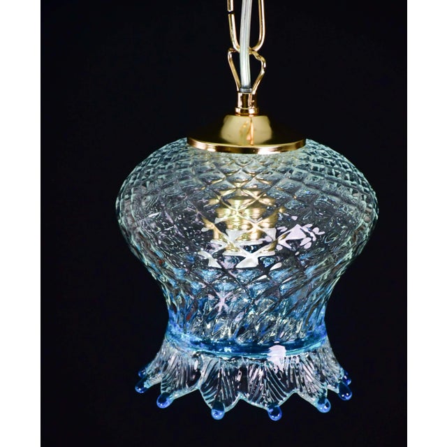 Blue 1970s Set of 3 Murano Blu Glass Pendant Light For Sale - Image 8 of 13