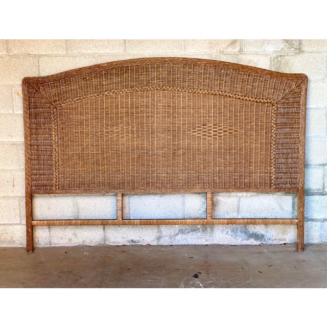 Vintage Coastal Woven Rattan Arched King Headboard Chairish