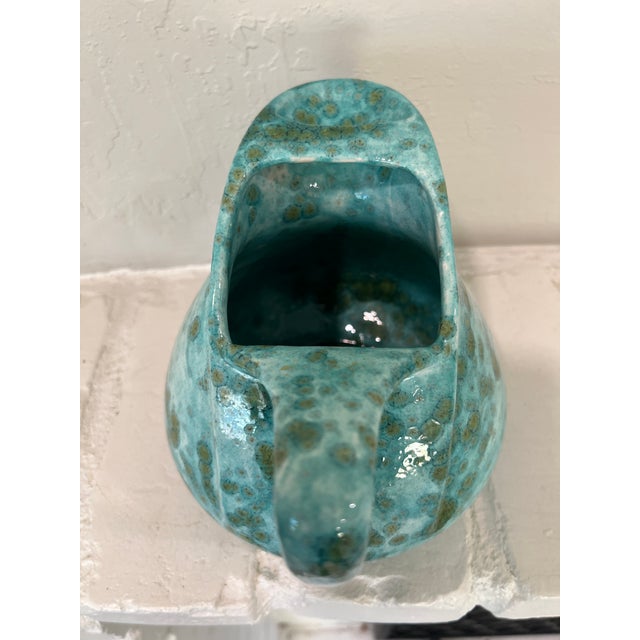 Turquoise Studio Art Pottery Pitcher Turquoise Crystalline Glaze Signed HKS c.1960s For Sale - Image 8 of 12