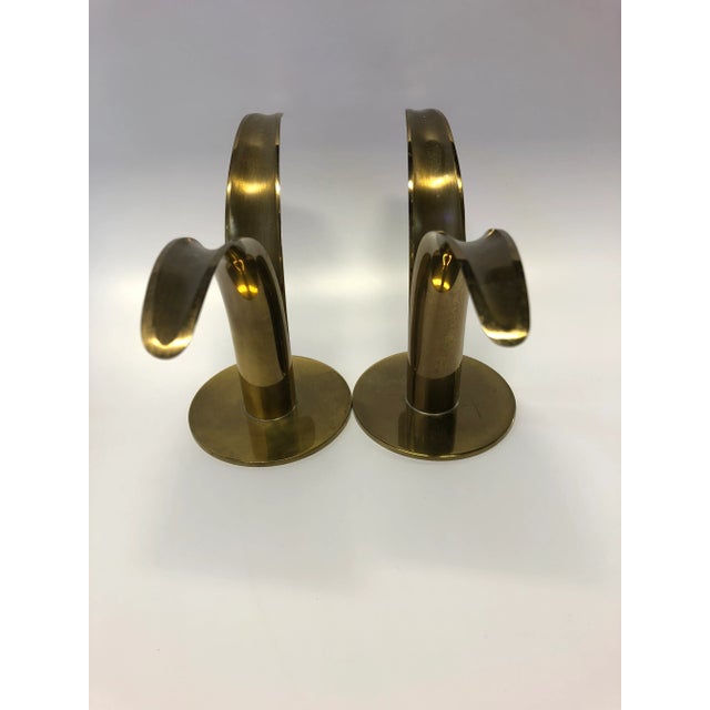 Ystad-Metall Vintage Swedish Solid Brass Ystad Metal Candle Holders- a Pair For Sale - Image 4 of 6